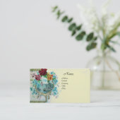 Carte De Visite ROMANTICA Fleurs antiques Roses, Crème Florale Pea (Debout devant)