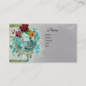 Carte De Visite ROMANTICA Fleurs antiques Roses, Papier Gris Flora (Devant)
