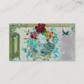 Carte De Visite ROMANTICA Fleurs antiques Roses, Papier Gris Flora (Dos)