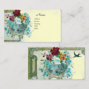 Carte De Visite ROMANTICA Fleurs de Mariage Antique Roses, Floral