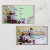 Carte De Visite ROMANTICA Pansies, Violets en hiver vert Floral (Devant / Derrière)
