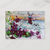 Carte De Visite ROMANTICA Pansies, Violets, Hiver Floral Blanc (Dos)