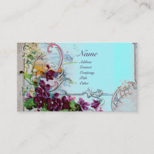 Carte De Visite ROMANTICA Pansies, Violets, Hiver Floral Blanc