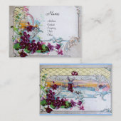 Carte De Visite ROMANTICA Pansies, Violets, Hiver Floral Blanc (Devant / Derrière)