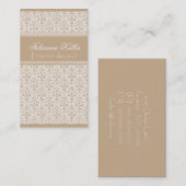 Carte de visite romantique Damask, Latte (Devant / Derrière)