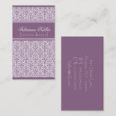 Carte de visite romantique Damask, Lilac (Devant / Derrière)