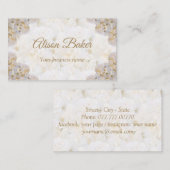 Carte de visite romantique de roses blanches (Devant / Derrière)