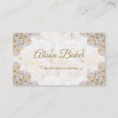 Carte de visite romantique de roses blanches (Devant)