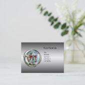 CARTE DE VISITE ROME, ACIER ET MONOGRAMME ROUGE EN RUBY (Debout devant)