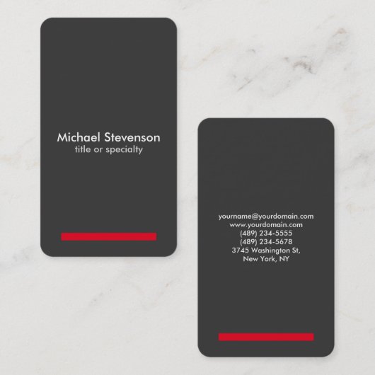 Carte de visite Rond Vertical Rouge Gris (Devant / Derrière)