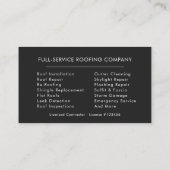 Carte De Visite Roofer Black Silver Modern Roofing Company (Dos)