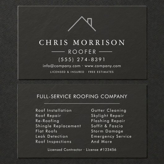 Carte De Visite Roofer Black Silver Stone Slate Roofing Company
