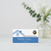 Carte De Visite Roofer élégant élégant de toit à la maison bleu (Debout devant)