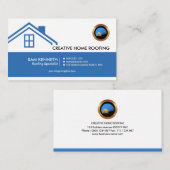Carte De Visite Roofer élégant élégant de toit à la maison bleu (Devant / Derrière)
