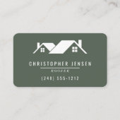 Carte De Visite Roofer QR Code Dark Green Rounded (Devant)