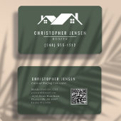 Carte De Visite Roofer QR Code Dark Green Rounded