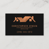 Carte De Visite Roofer QR Code Roofing Business Black Copper (Devant)