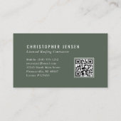 Carte De Visite Roofer QR Code Roofing Business Dark Green (Dos)