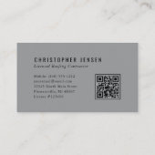 Carte De Visite Roofer QR Code Roofing Business Gray Black (Dos)