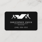 Carte De Visite Roofer QR Code Simple Black and White Rounded (Devant)