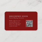 Carte De Visite Roofer QR Code Simple Burgundy Rounded (Dos)