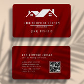 Carte De Visite Roofer QR Code Simple Burgundy Rounded