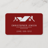 Carte De Visite Roofer QR Code Simple Burgundy Rounded (Devant)
