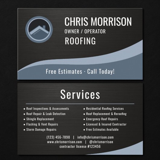 Carte De Visite Roofer Roofing Metallic