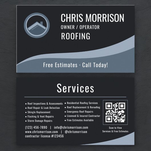 Carte De Visite Roofer Roofing QR Code