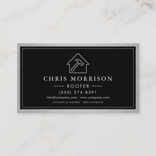 Carte De Visite Roofer Roofing Service QR Code Contractor (Devant)