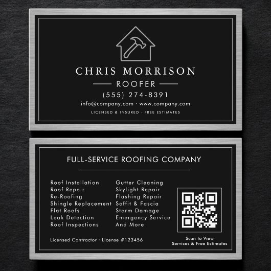 Carte De Visite Roofer Roofing Service QR Code Contractor