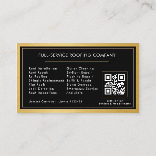 Carte De Visite Roofer Roofing Service QR Code Professional (Dos)