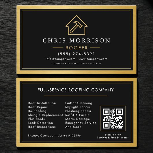 Carte De Visite Roofer Roofing Service QR Code Professional