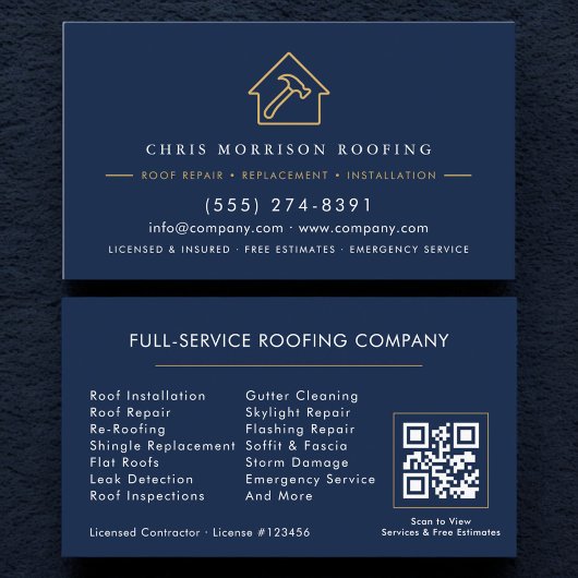 Carte De Visite Roofing Company Contractor QR Code
