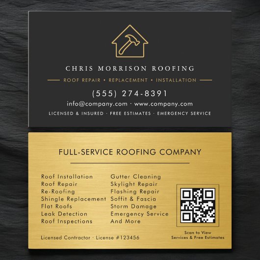 Carte De Visite Roofing Construction Services QR Code