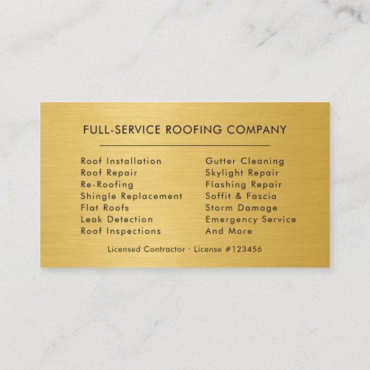 Carte De Visite Roofing Roofer Black Gold Professional (Dos)