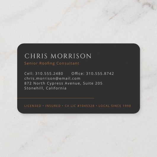 Carte De Visite Roofing Roofer Construction (Dos)