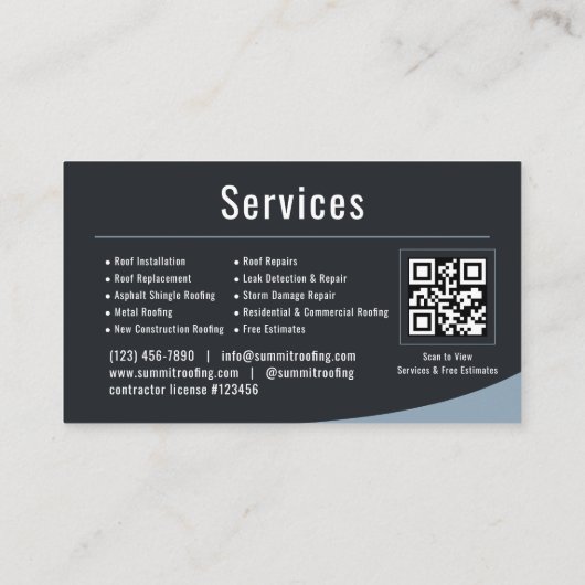 Carte De Visite Roofing Roofer QR Code Professional  (Dos)