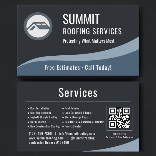 Carte De Visite Roofing Roofer QR Code Professional 