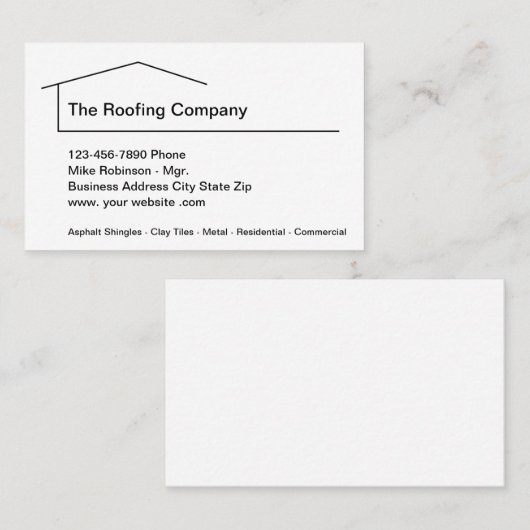 Carte De Visite Roofing Services Professionnel (Devant / Derrière)