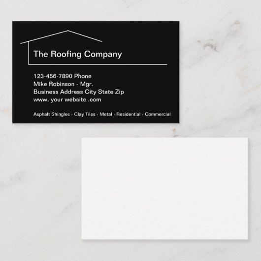 Carte De Visite Roofing Services Professionnel (Devant / Derrière)
