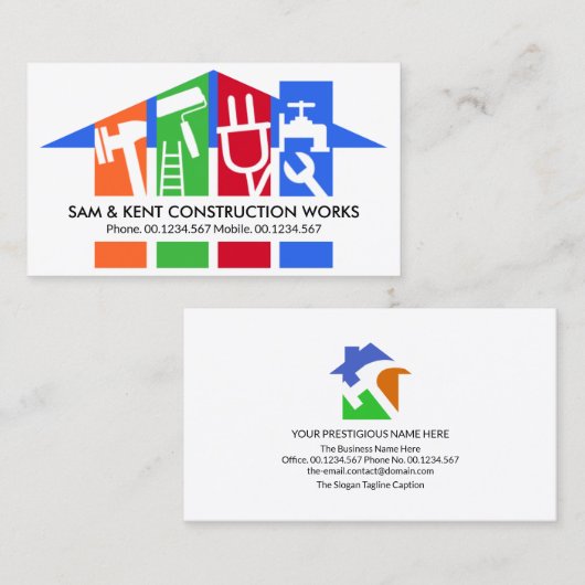 Carte De Visite Rooftop de l'outil manuel vertical élégant (Devant / Derrière)