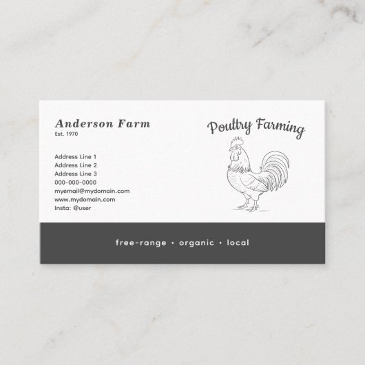 Carte De Visite Rooster de ferme (Devant)