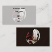 Carte De Visite Rooster Rouge Avec Plumes De Queue Blanche (Devant / Derrière)