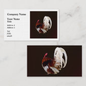 Carte De Visite Rooster Rouge Avec Plumes De Queue Blanche (Devant / Derrière)