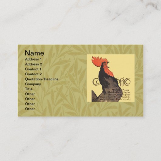 Carte De Visite Rooster Steinlen Cocorico (Devant)