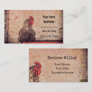 Carte De Visite Rooster Vintage Antique Texture ferme Pays
