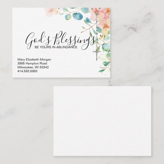 Carte De Visite Rosaire Eucalyptus (Devant / Derrière)