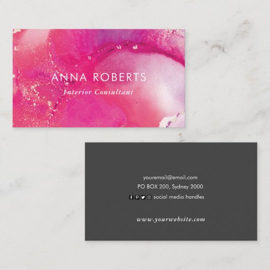 Carte de visite rose (Devant / Derrière)