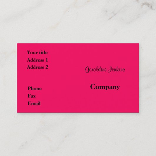 Carte De Visite rose (Devant)